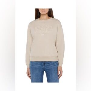 NWT Gap Women's Logo Crewneck Sweatshirt Cream Large
